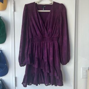 AQUA Long Sleeve Wrap Dress